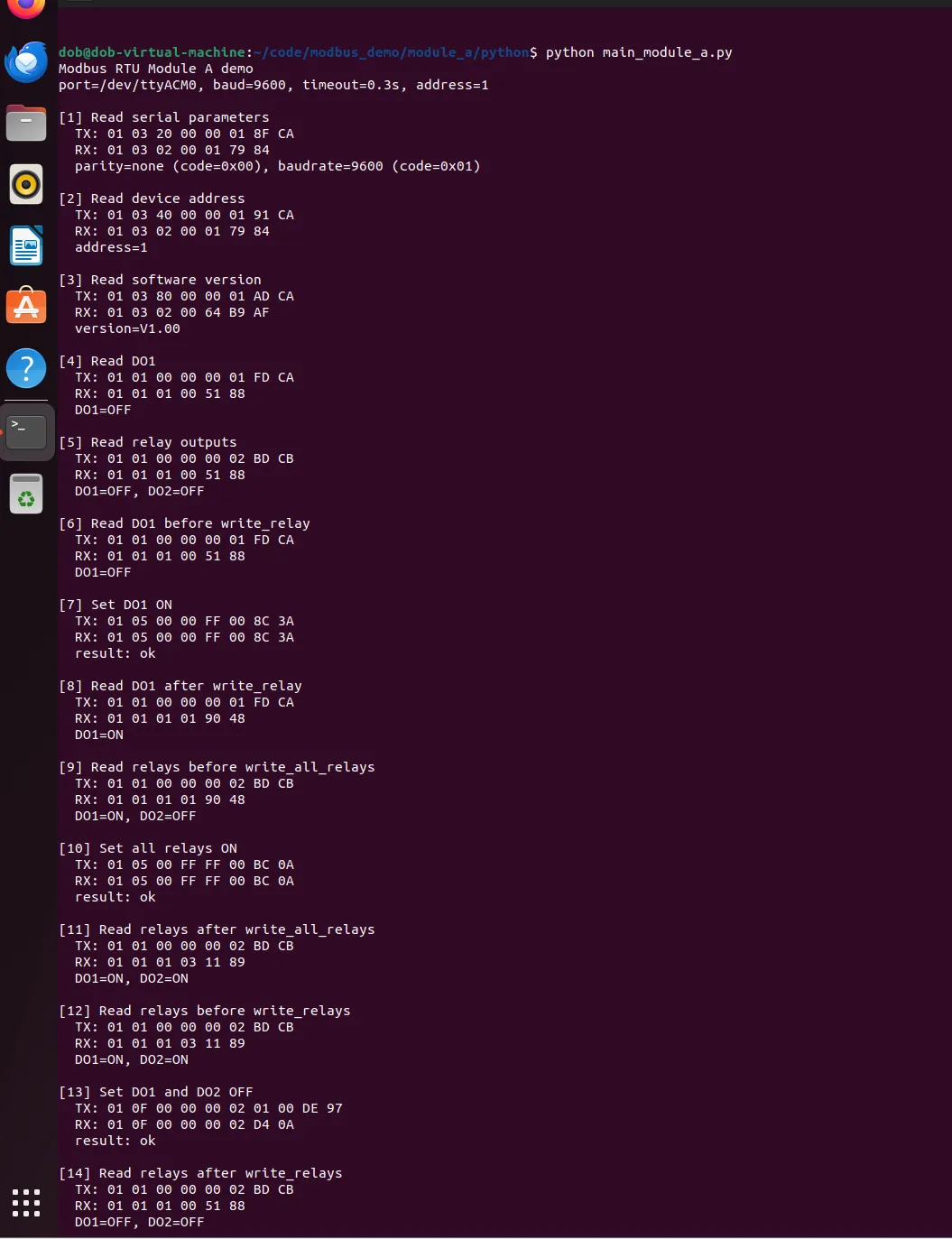  Modbus RTU PWM Output 4CH Python 示例