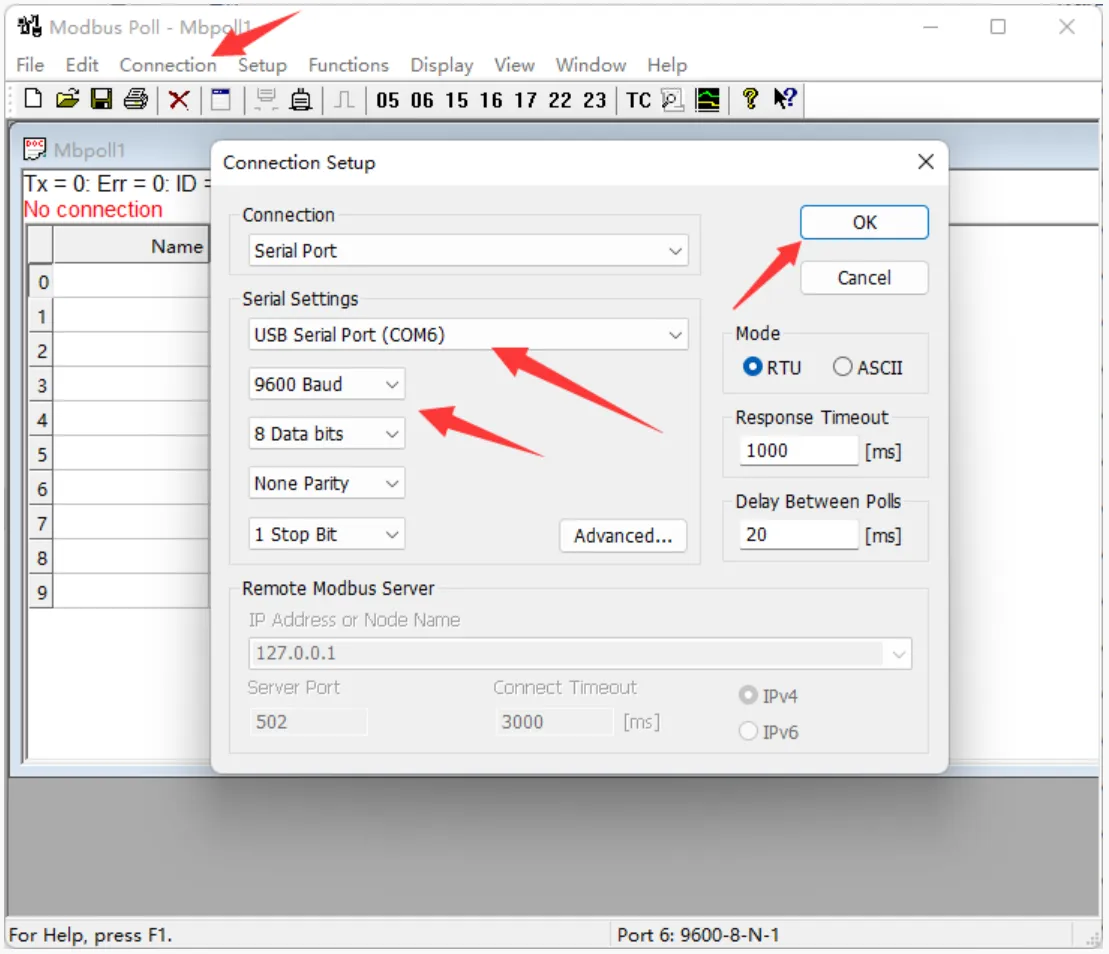 Modbus RTU PWM Output 4CH 接 Modbus Poll 软件测试步骤 2